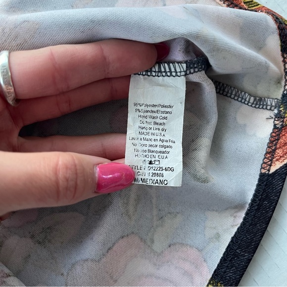 TRAC Women’s Size Medium Pink Orange Gray Floral Bodycon Form Fitting Mini Dress - Picture 4 of 11